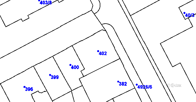 Parcela st. 402 v KÚ Přerov, Katastrální mapa