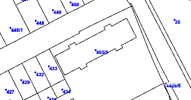 Parcela st. 403/2 v KÚ Přerov, Katastrální mapa