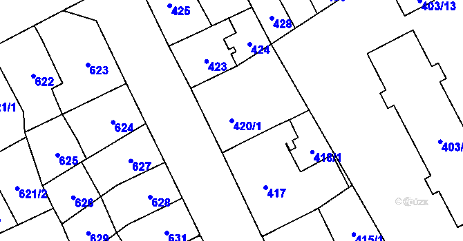 Parcela st. 420/1 v KÚ Přerov, Katastrální mapa