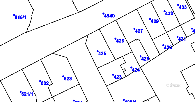 Parcela st. 425 v KÚ Přerov, Katastrální mapa