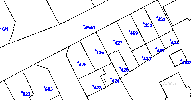Parcela st. 426 v KÚ Přerov, Katastrální mapa