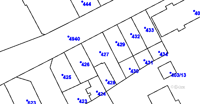 Parcela st. 427 v KÚ Přerov, Katastrální mapa