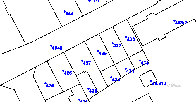 Parcela st. 429 v KÚ Přerov, Katastrální mapa