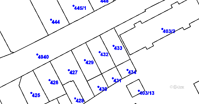 Parcela st. 432 v KÚ Přerov, Katastrální mapa