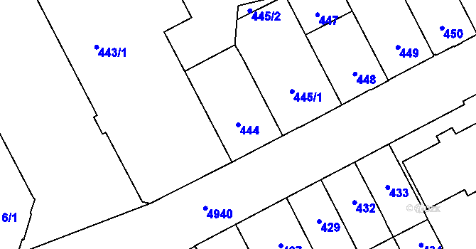 Parcela st. 444 v KÚ Přerov, Katastrální mapa