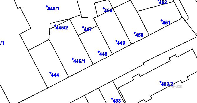 Parcela st. 448 v KÚ Přerov, Katastrální mapa