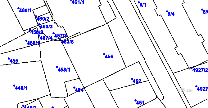 Parcela st. 456 v KÚ Přerov, Katastrální mapa