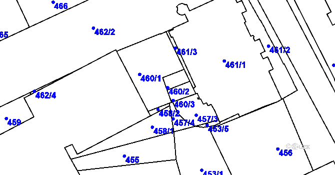Parcela st. 460/2 v KÚ Přerov, Katastrální mapa