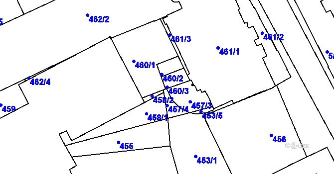 Parcela st. 460/3 v KÚ Přerov, Katastrální mapa
