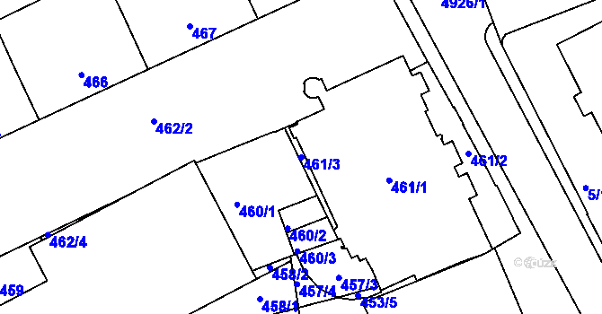 Parcela st. 461/3 v KÚ Přerov, Katastrální mapa
