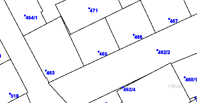 Parcela st. 465 v KÚ Přerov, Katastrální mapa