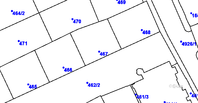Parcela st. 467 v KÚ Přerov, Katastrální mapa