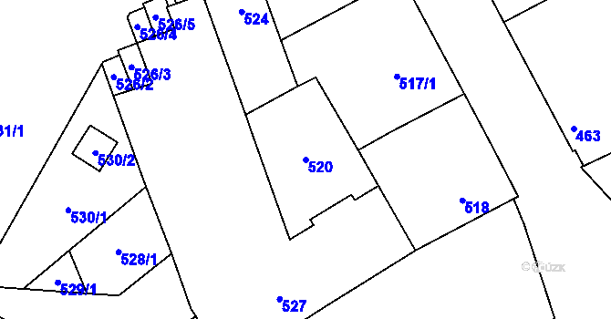 Parcela st. 520 v KÚ Přerov, Katastrální mapa