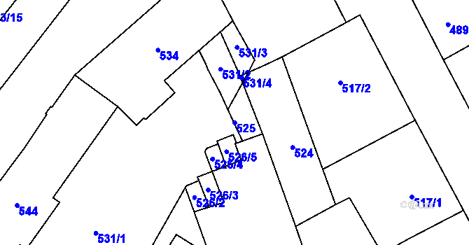 Parcela st. 525 v KÚ Přerov, Katastrální mapa