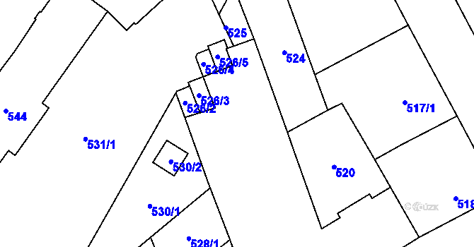 Parcela st. 526/1 v KÚ Přerov, Katastrální mapa