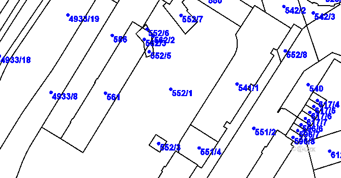 Parcela st. 552/1 v KÚ Přerov, Katastrální mapa