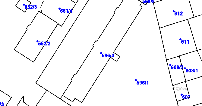 Parcela st. 596/4 v KÚ Přerov, Katastrální mapa