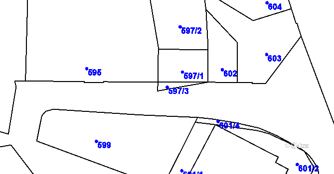 Parcela st. 597/3 v KÚ Přerov, Katastrální mapa