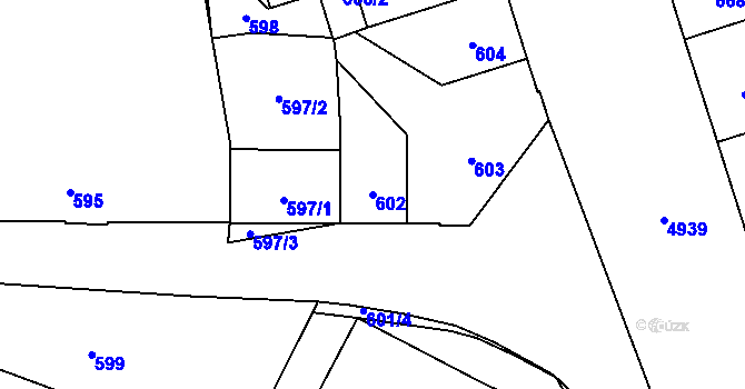 Parcela st. 602 v KÚ Přerov, Katastrální mapa