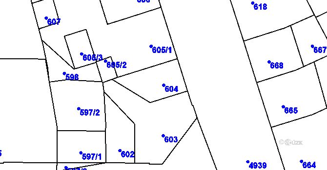 Parcela st. 604 v KÚ Přerov, Katastrální mapa