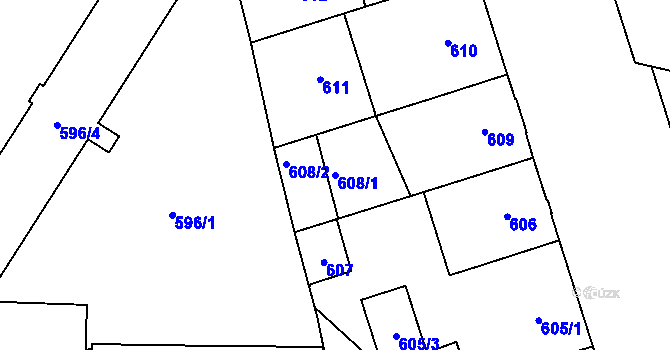 Parcela st. 608/1 v KÚ Přerov, Katastrální mapa