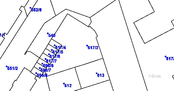 Parcela st. 617/2 v KÚ Přerov, Katastrální mapa