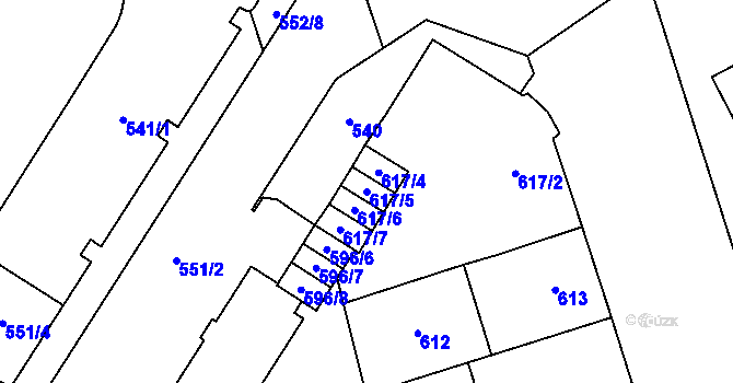 Parcela st. 617/5 v KÚ Přerov, Katastrální mapa