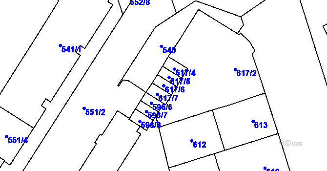 Parcela st. 617/6 v KÚ Přerov, Katastrální mapa