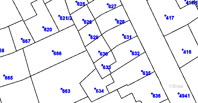 Parcela st. 630 v KÚ Přerov, Katastrální mapa