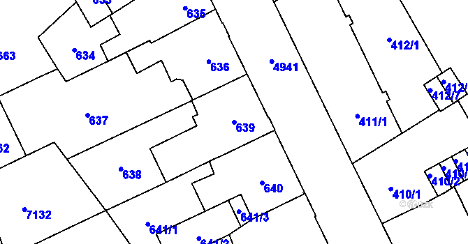 Parcela st. 639 v KÚ Přerov, Katastrální mapa