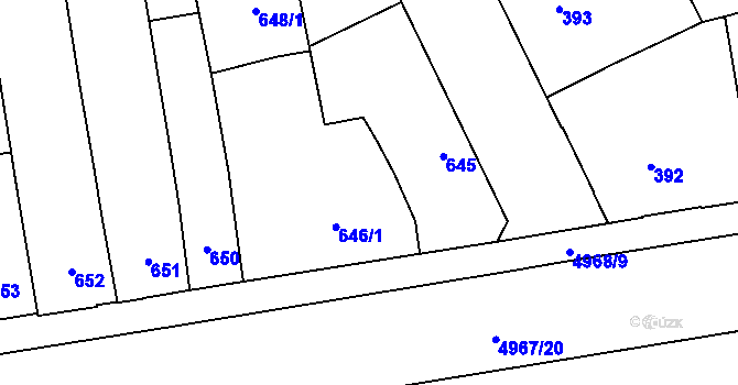 Parcela st. 646/2 v KÚ Přerov, Katastrální mapa