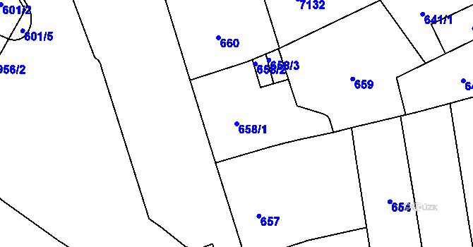 Parcela st. 658/1 v KÚ Přerov, Katastrální mapa