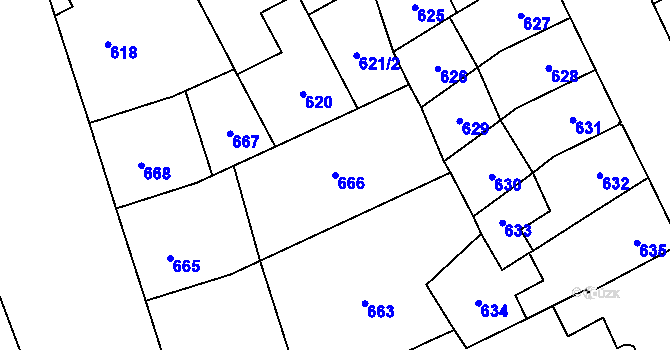 Parcela st. 666 v KÚ Přerov, Katastrální mapa