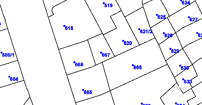 Parcela st. 667 v KÚ Přerov, Katastrální mapa