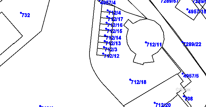 Parcela st. 712/12 v KÚ Přerov, Katastrální mapa