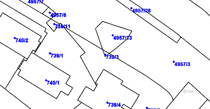 Parcela st. 739/3 v KÚ Přerov, Katastrální mapa