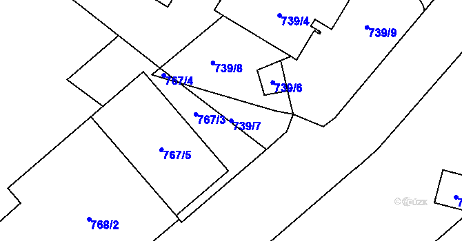 Parcela st. 739/7 v KÚ Přerov, Katastrální mapa