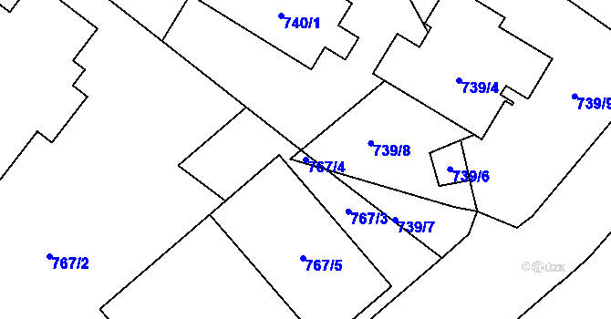 Parcela st. 767/4 v KÚ Přerov, Katastrální mapa