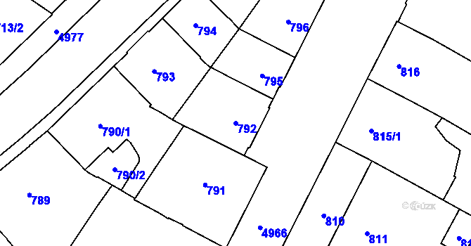 Parcela st. 792 v KÚ Přerov, Katastrální mapa