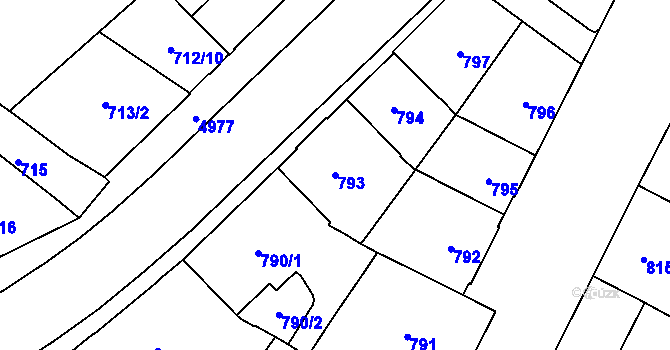Parcela st. 793 v KÚ Přerov, Katastrální mapa
