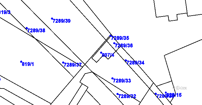 Parcela st. 807/4 v KÚ Přerov, Katastrální mapa