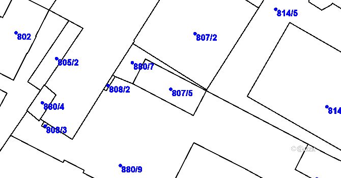 Parcela st. 807/5 v KÚ Přerov, Katastrální mapa