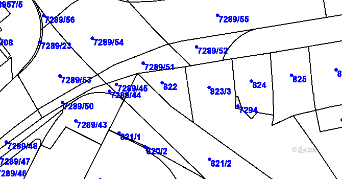 Parcela st. 822 v KÚ Přerov, Katastrální mapa