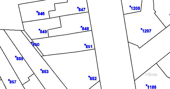 Parcela st. 851 v KÚ Přerov, Katastrální mapa