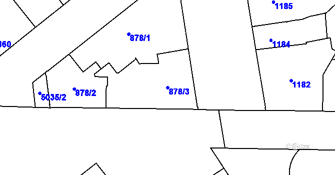 Parcela st. 878/3 v KÚ Přerov, Katastrální mapa