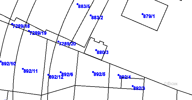 Parcela st. 880/3 v KÚ Přerov, Katastrální mapa