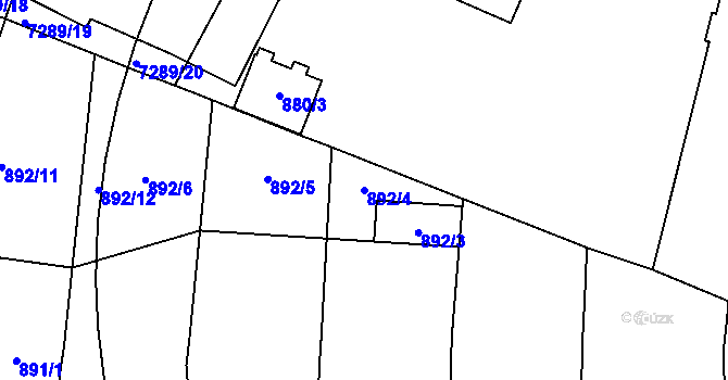 Parcela st. 892/4 v KÚ Přerov, Katastrální mapa