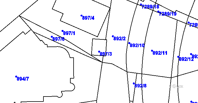 Parcela st. 897/3 v KÚ Přerov, Katastrální mapa