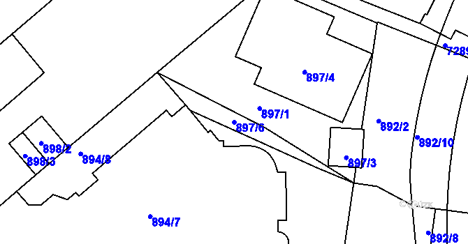 Parcela st. 897/6 v KÚ Přerov, Katastrální mapa