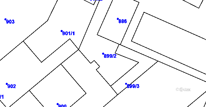 Parcela st. 899/2 v KÚ Přerov, Katastrální mapa